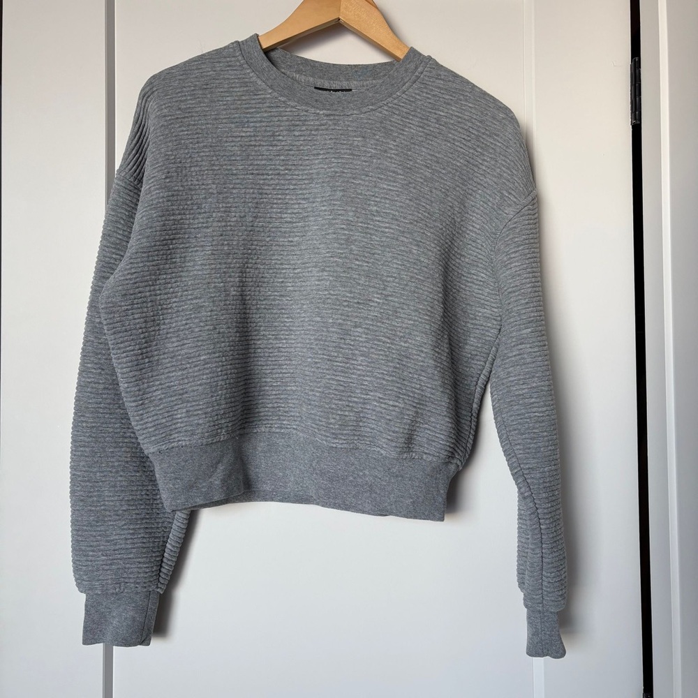 Frank & Oak Ribbed Gray Crew Neck Sweater - scandinavian casual elevated basic